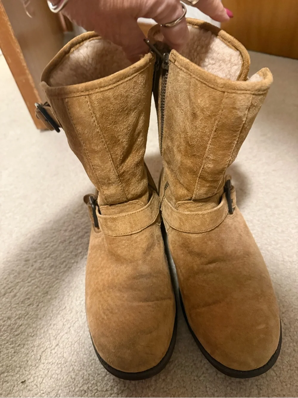 UGG Chestnut Sueded Mid-Calf Shearling-Lined Boots